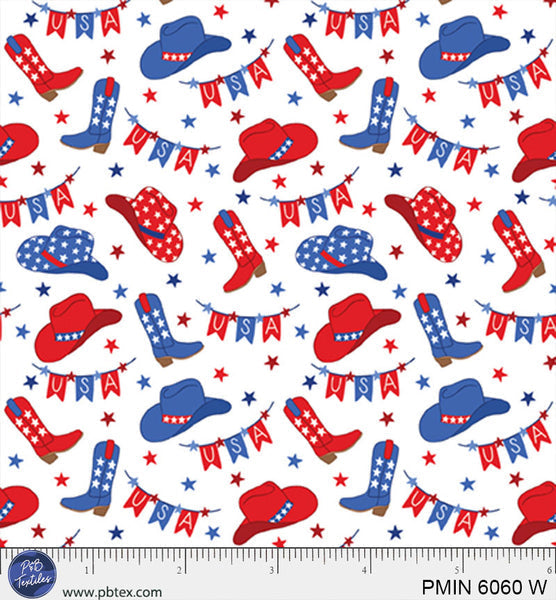 White Patriotic Minis PMIN-6060-W Cotton 44”/45” Fabric Per Yard