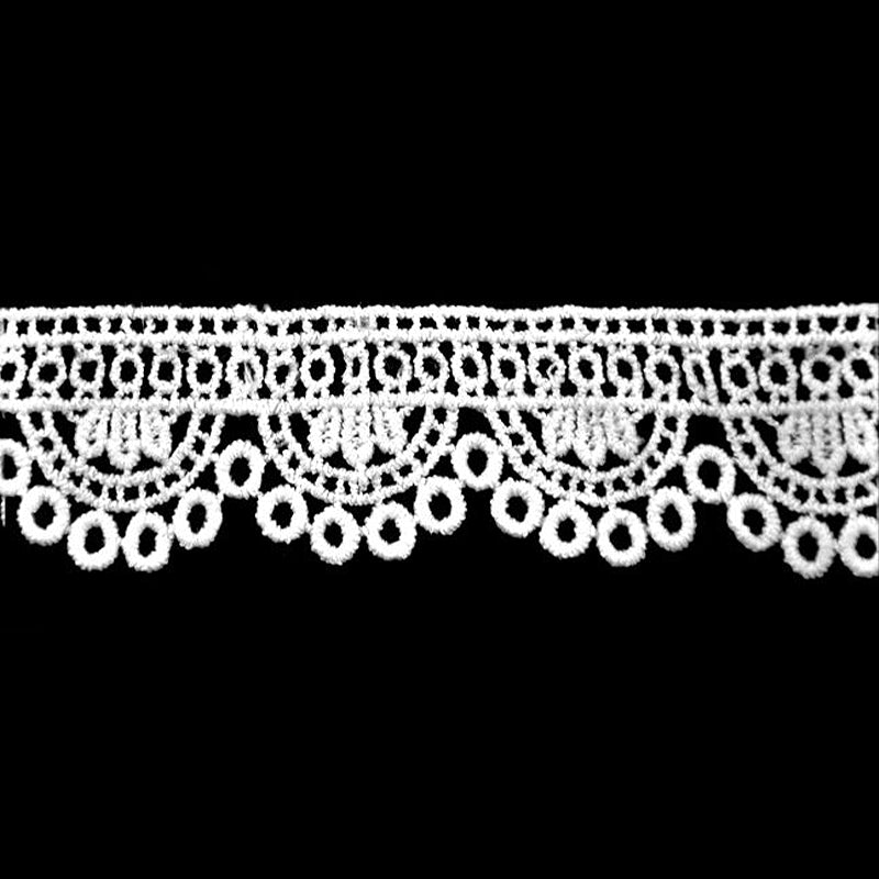 White Scalloped Venise Lace Trim, 1-inch X 5 Yards – Cotton Loop Eyelet Border with Teardrop Edge