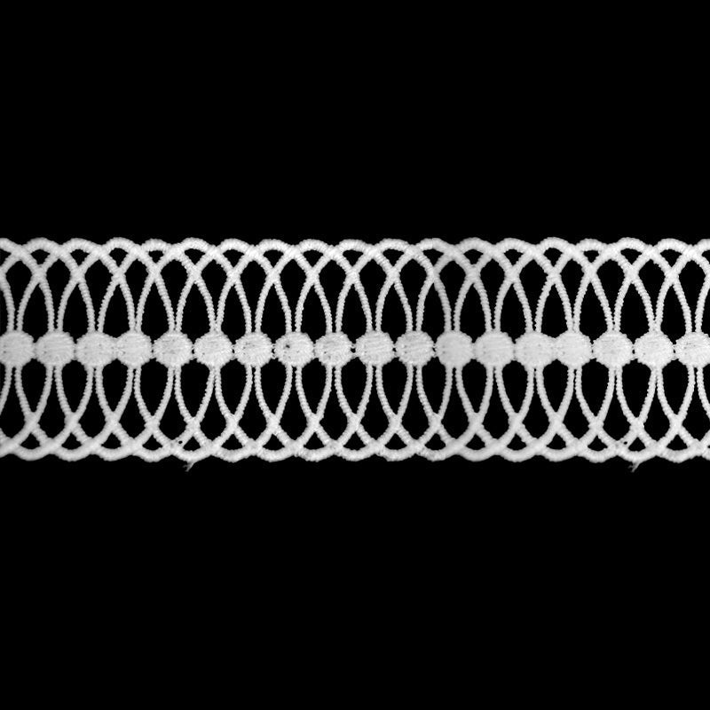 White Venise Lace Trim, 1 5/8-inch X 5 Yards – Openwork Loop Braid with Raised Dot Detail – Decorative Sewing Trim for Lingerie, Bridal & Crafts