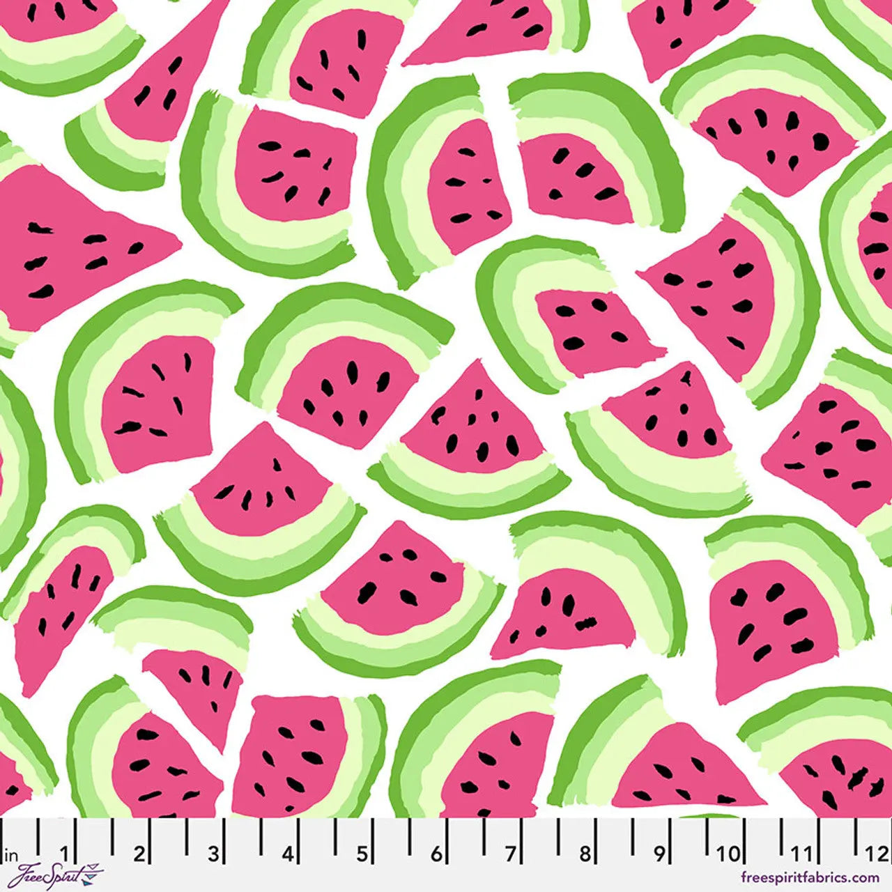 White Watermelon Slice Cotton 44"/46" Fabric Per Yard Free Spirit Fabrics