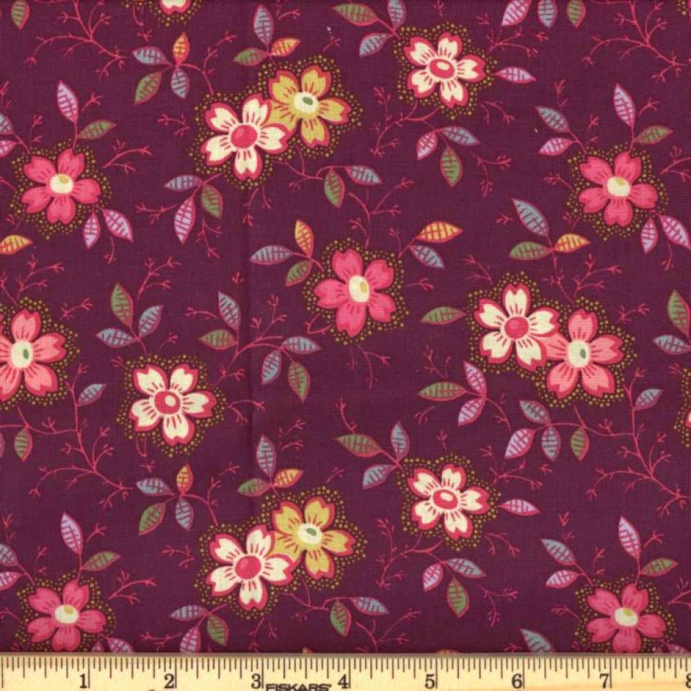 Wine Happy Floral 45" Wide Cotton Fabric Per Yard