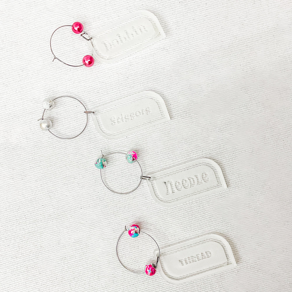 Wineglass Charms Set Of Four with Different Sayings Fabric Fanatics Bead color 1
