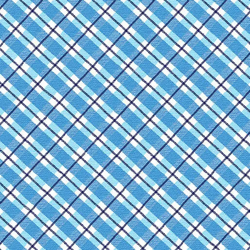 Winter Farm House Plaid - Country Plaid - White/Blue 44" / 45" Fabric Per Yard The Fabric Company