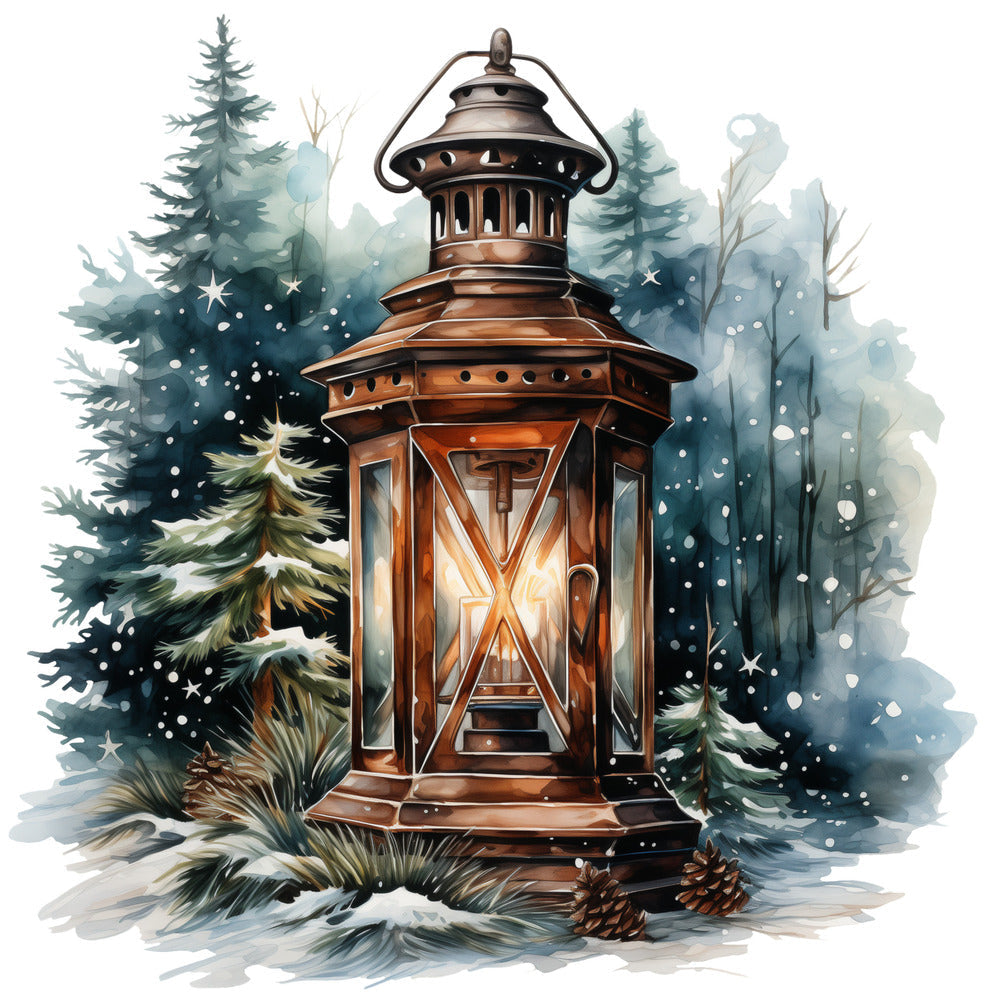 Winter Lantern 1 Fabric Panel