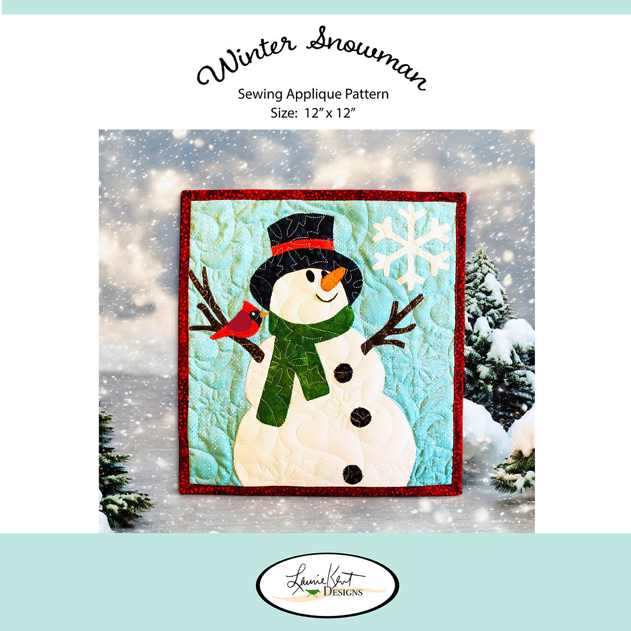 Winter Snowman Sewing Applique Pattern