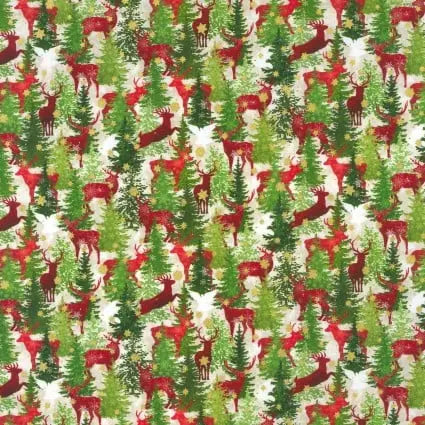 Winter Solstice II Deer 44"/45" Fabric Per Yard In The Beginning Fabrics