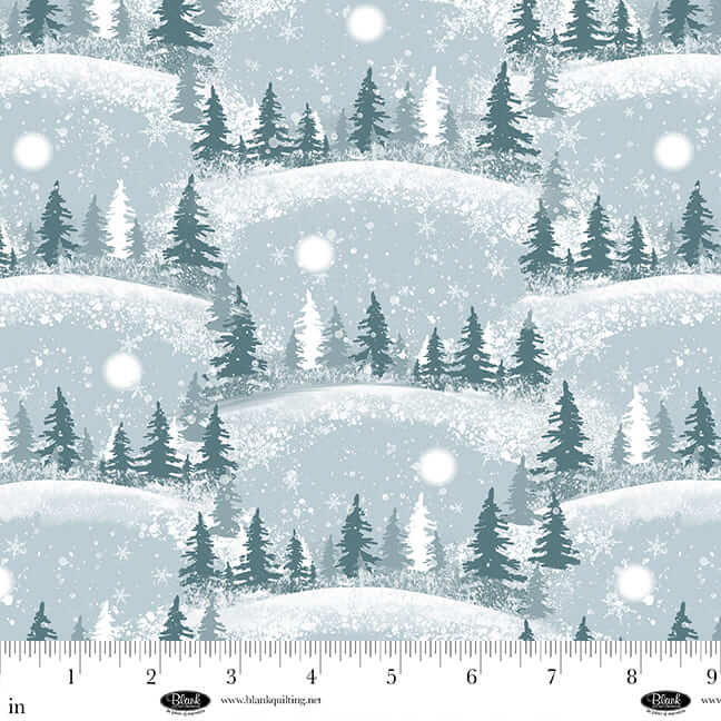 Winter Whispers - Scenic Trees with Sky - Light Blue 44" / 45" Fabric Per Yard