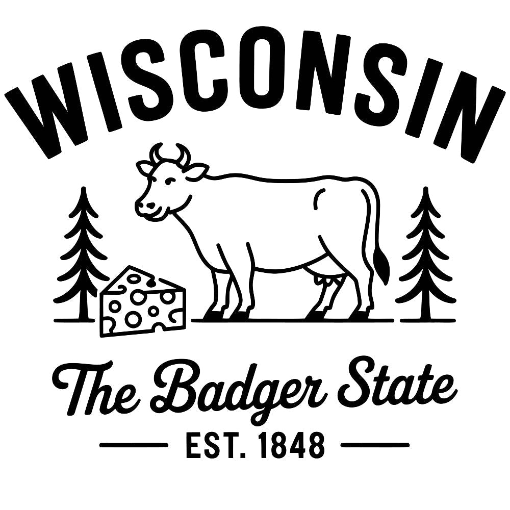 Wisconsin Black and White Fabric Panel