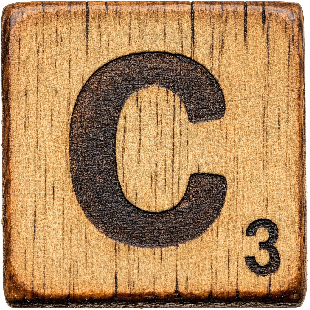 Wood Letter C Blocks Fabric Panel QuiltingFabricPanels