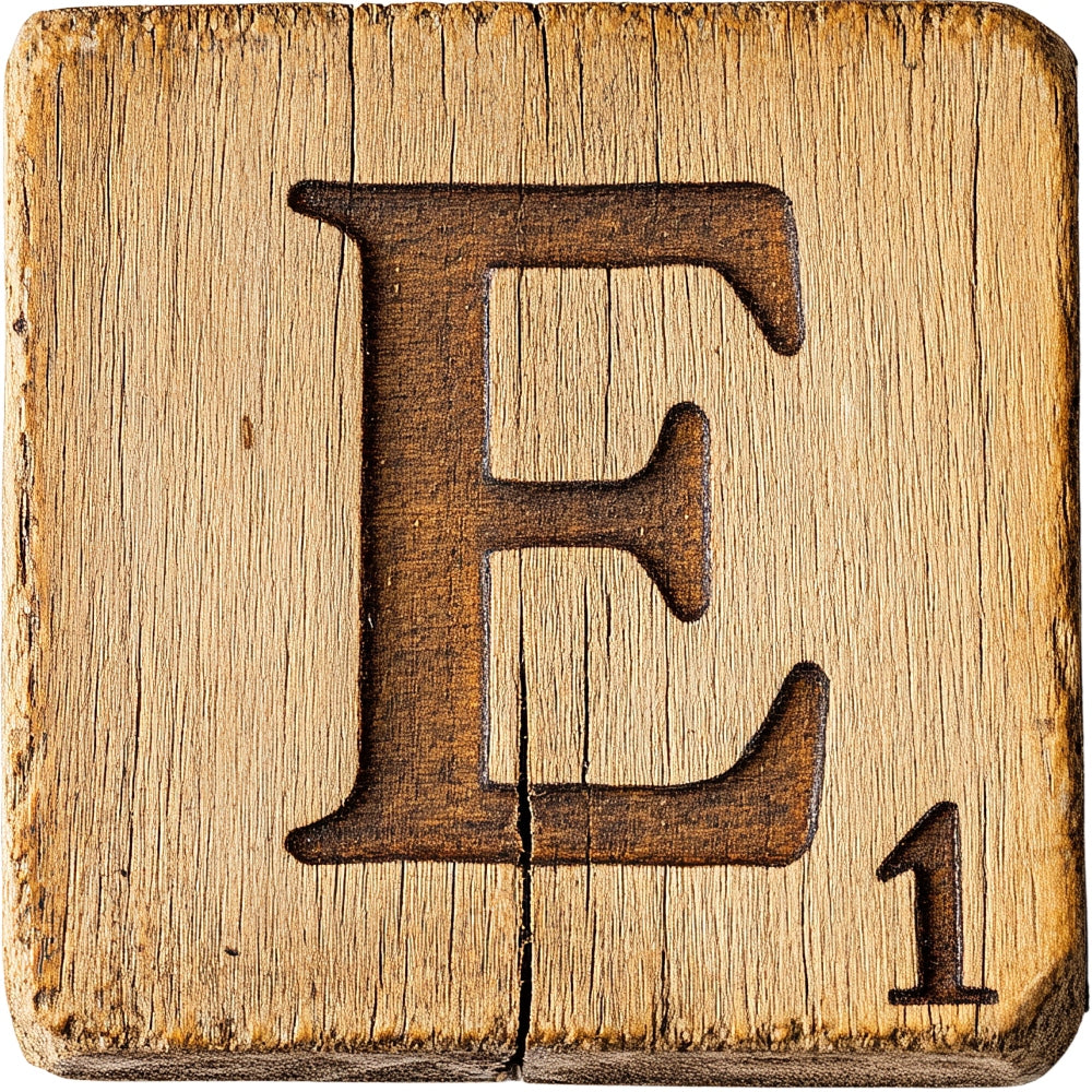 Wood Letter E Blocks Fabric Panel