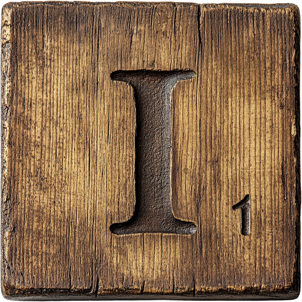 Wood Letter I Blocks Fabric Panel QuiltingFabricPanels