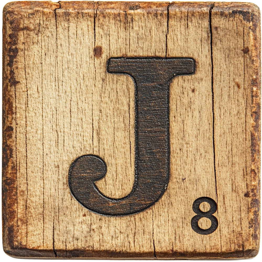 Wood Letter J Blocks Fabric Panel QuiltingFabricPanels