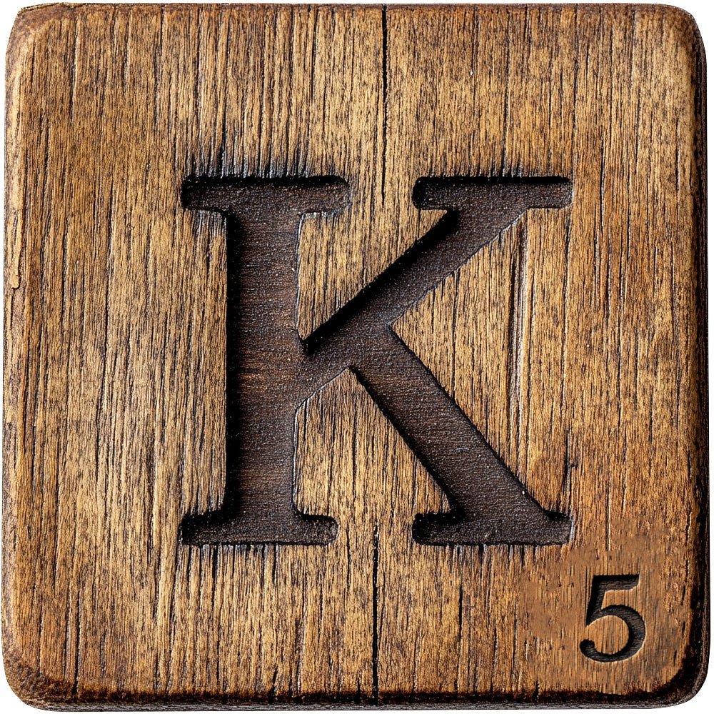 Wood Letter K Blocks Fabric Panel