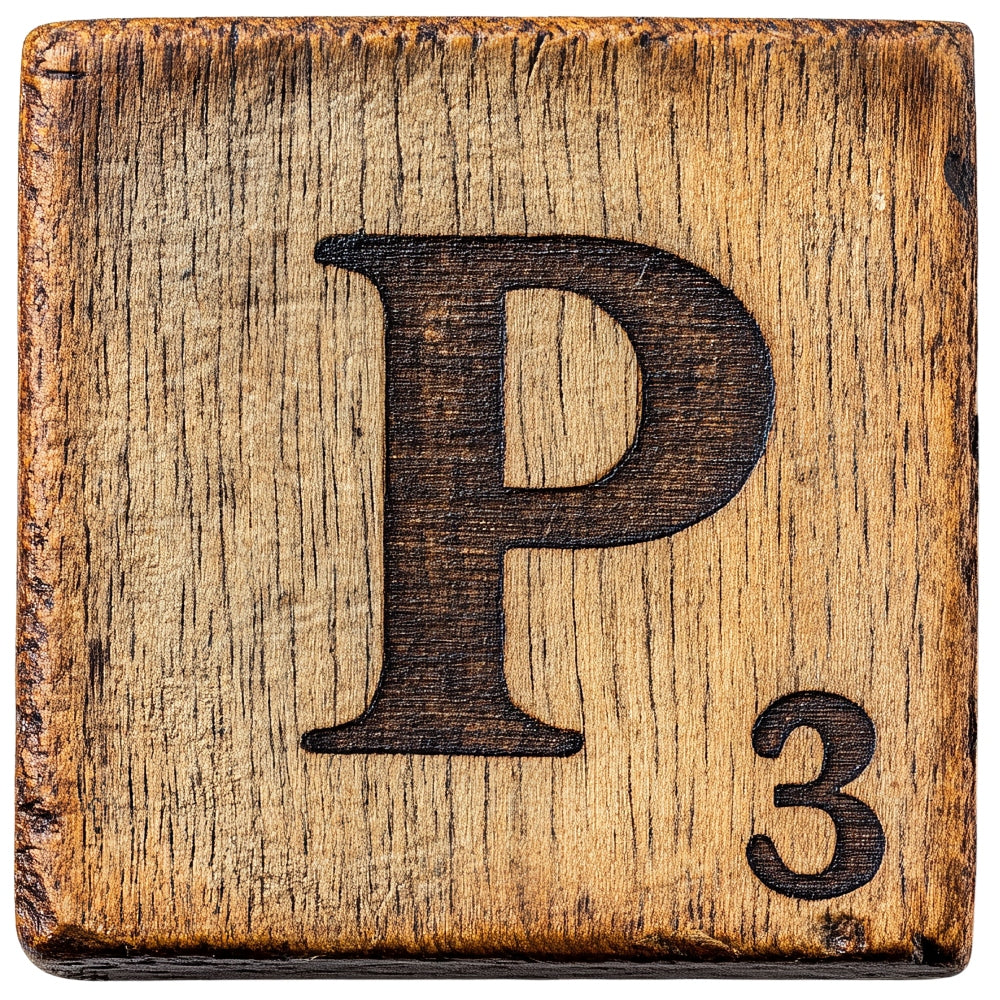 Wood Letter P Blocks Fabric Panel