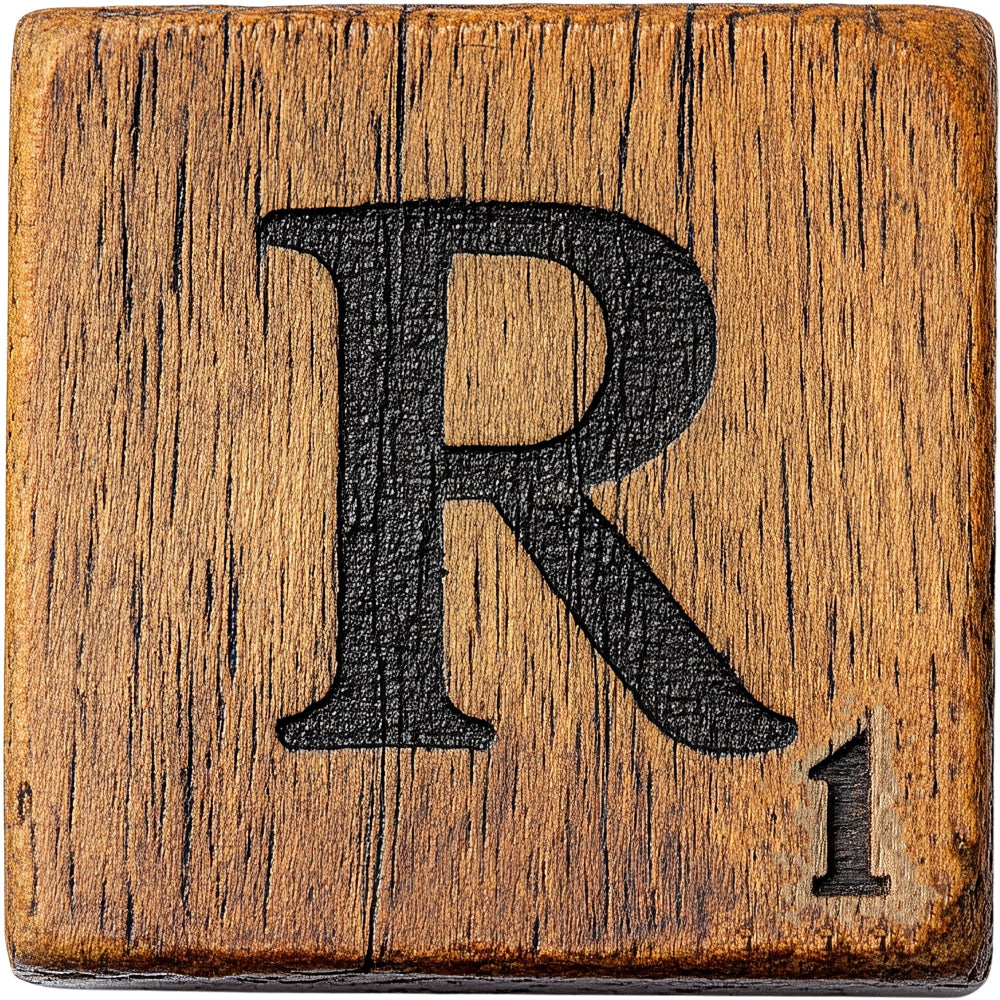Wood Letter R Blocks Fabric Panel QuiltingFabricPanels