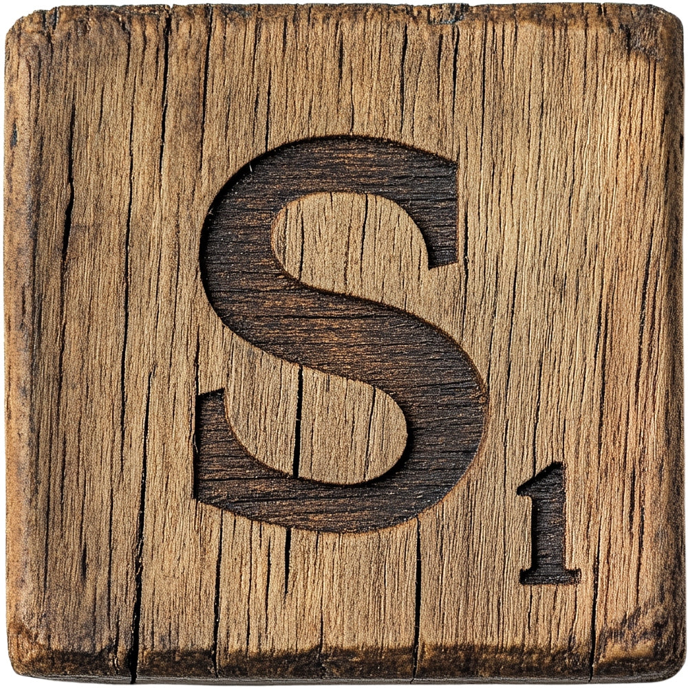 Wood Letter S Blocks Fabric Panel QuiltingFabricPanels