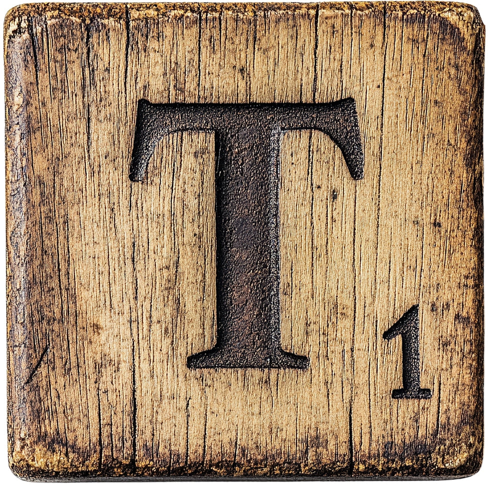 Wood Letter T Blocks Fabric Panel