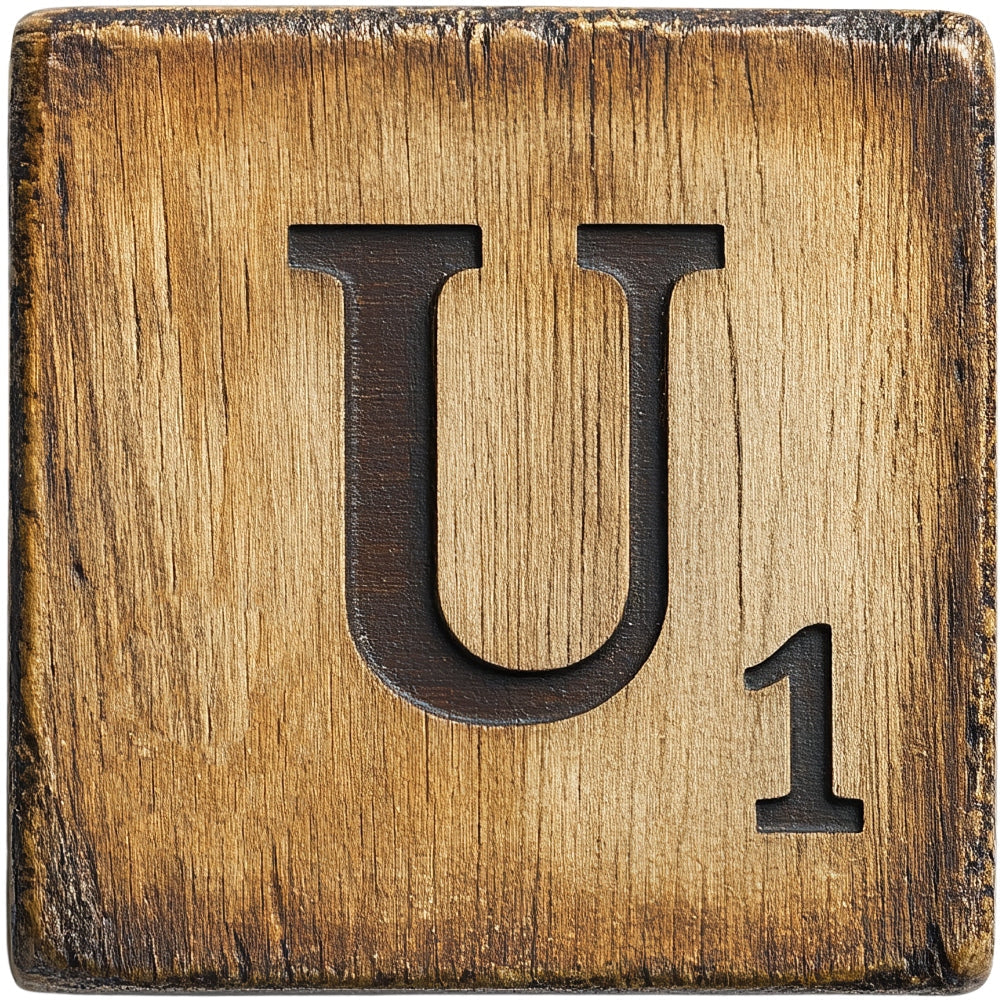 Wood Letter U Blocks Fabric Panel