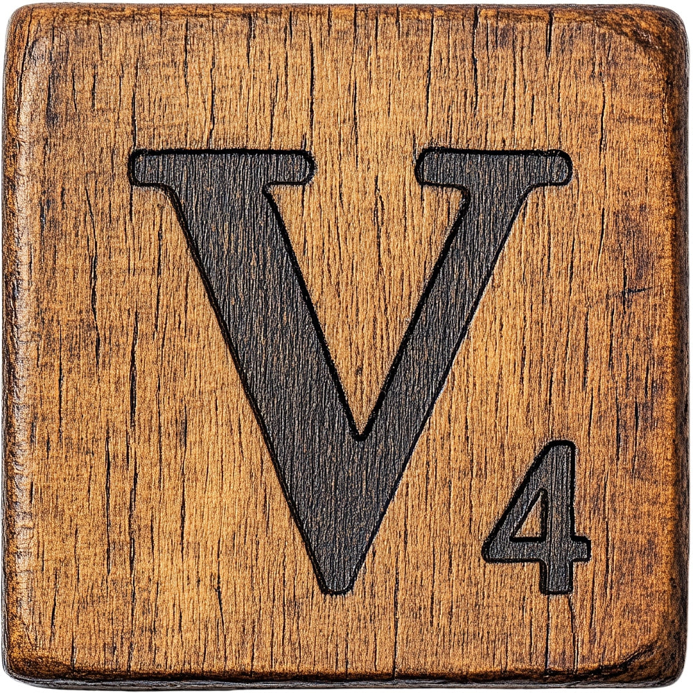 Wood Letter V Blocks Fabric Panel QuiltingFabricPanels