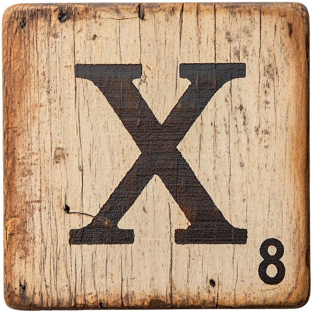 Wood Letter X Blocks Fabric Panel QuiltingFabricPanels