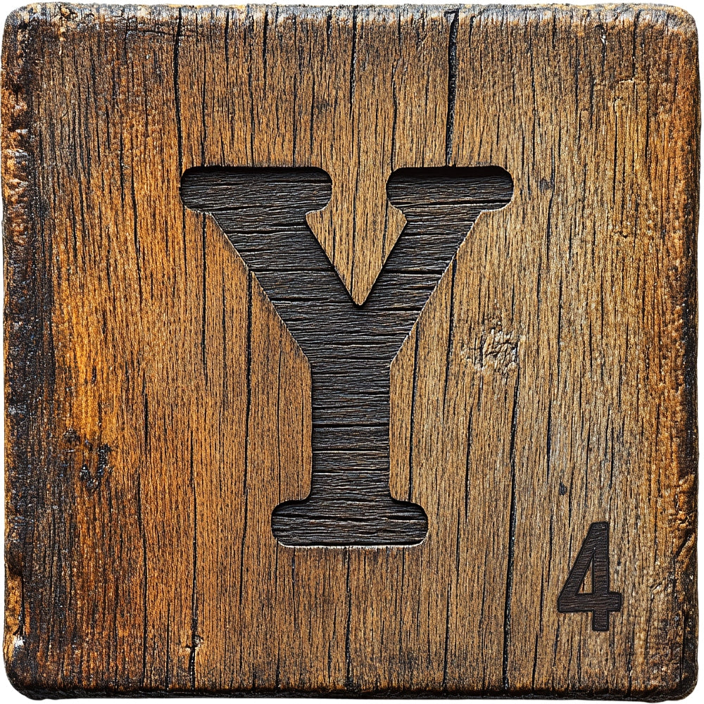 Wood Letter Y Blocks Fabric Panel QuiltingFabricPanels