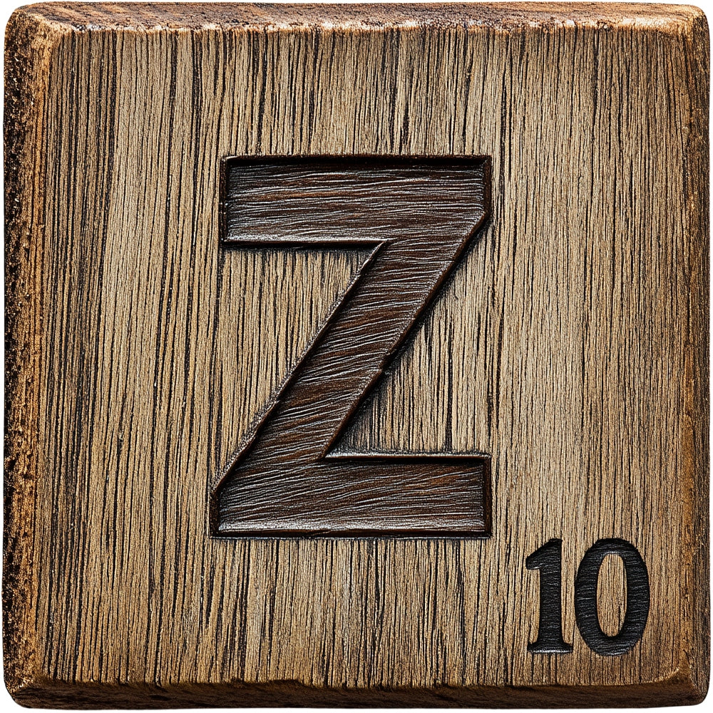 Wood Letter Z Blocks Fabric Panel