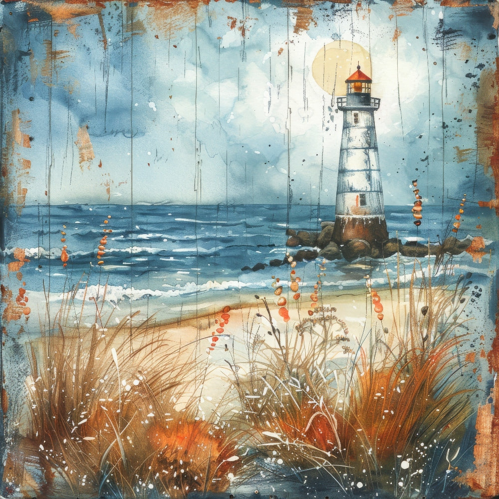 Wooden Lighthouses Fabric Panel 6 QuiltingFabricPanels