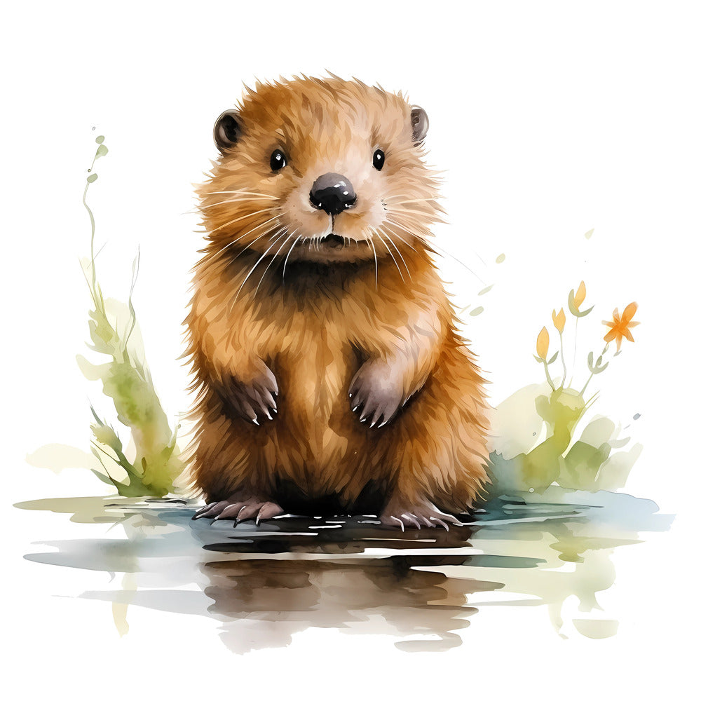 Woodland Baby Beaver 3 Fabric Panel QuiltingFabricPanels