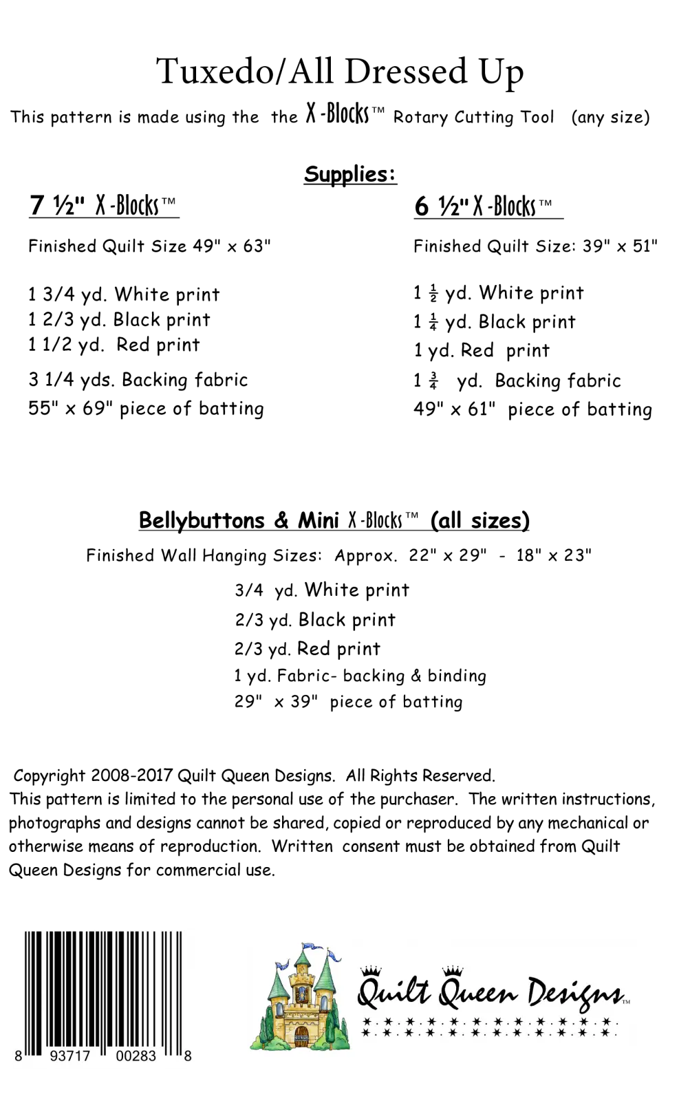 X-Block Tuxedo Pattern Cactus Queen Quilt Company