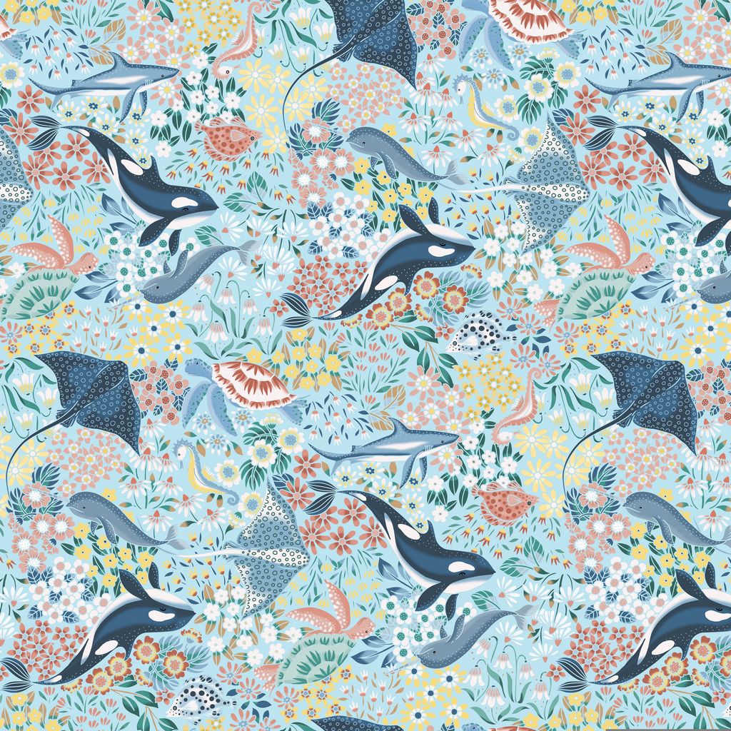 Vitamin Sea Pool Cotton Wideback Fabric Per Yard