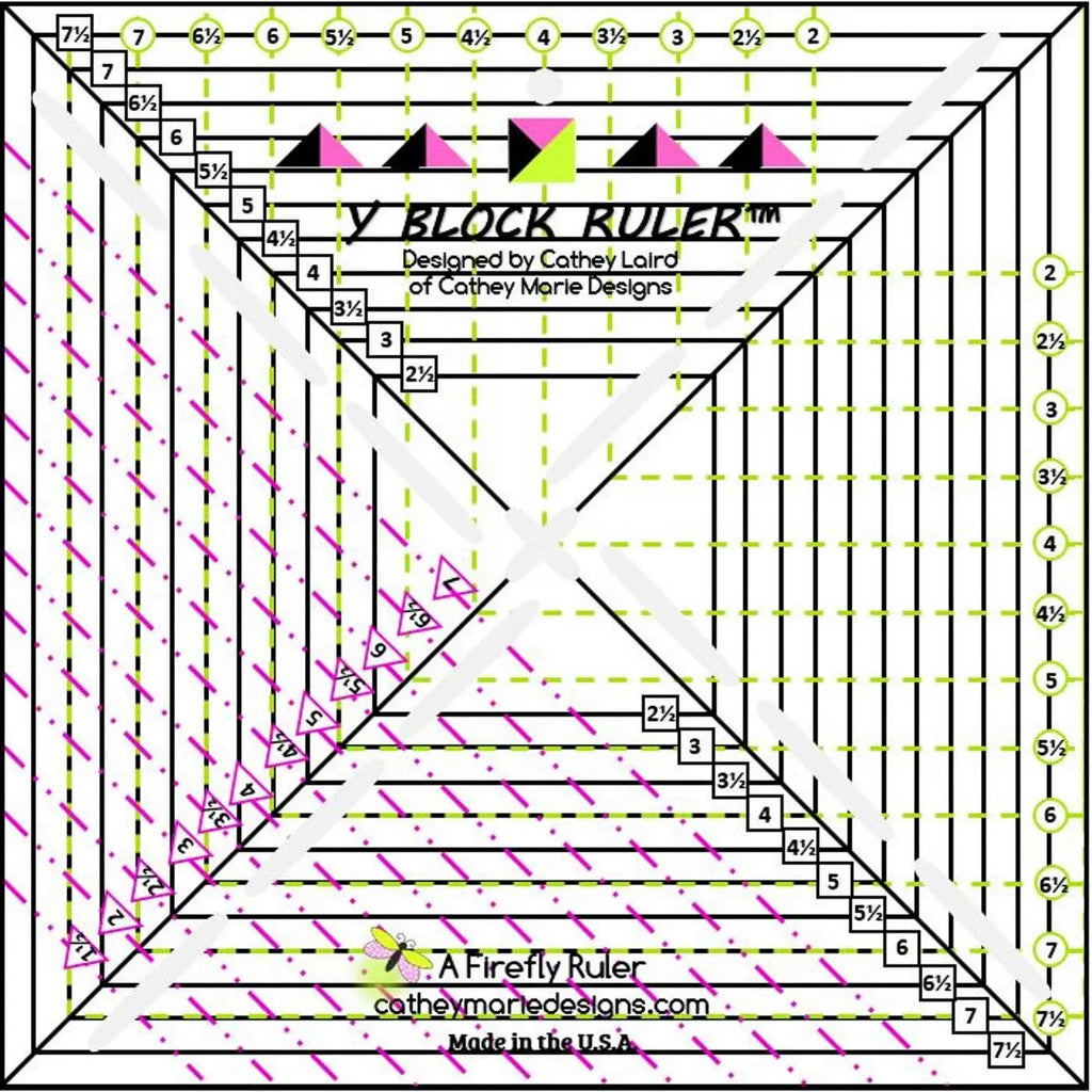 Y Block Ruler - Linda's Electric Quilters