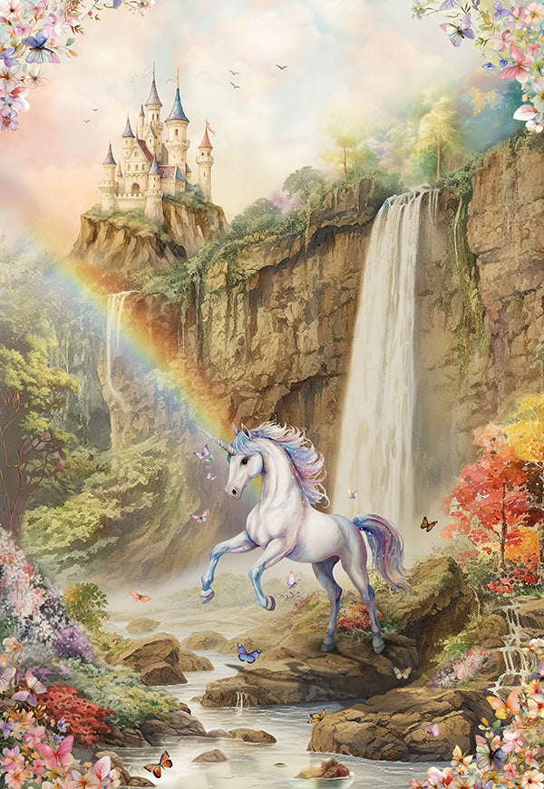 Hoffman 181 Rainbow Stardust Fables 30" Cotton Unicorn Fabric Panel
