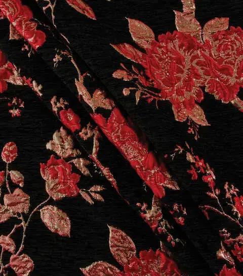 Yaya Han Red Floral Brocade Velvet 52" Fabric Per Yard Famore