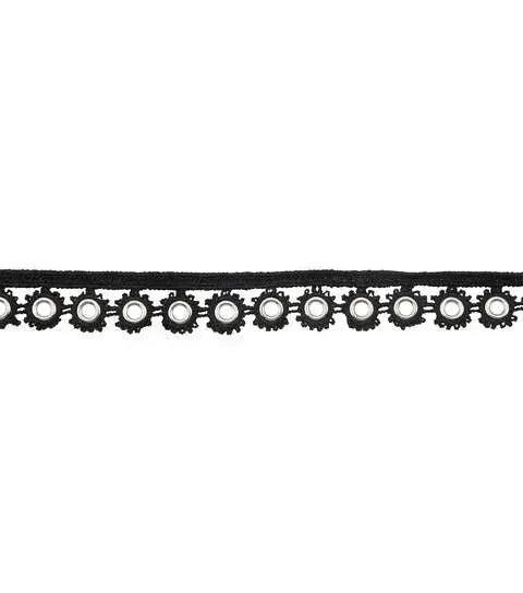 Yaya Han Sew on Fashion Grommet Trim 0.75" Black - Per Yard