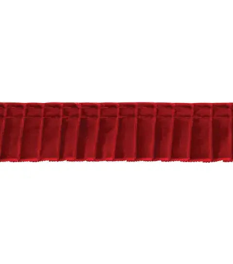 Yaya Han Sew on Pleated Velveteen Trim 0.88" Red - Per Yard