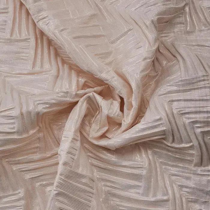 Yaya Han Textured Chevron Metallic Rose Gold & Ivory Fabric Per Yard Famore