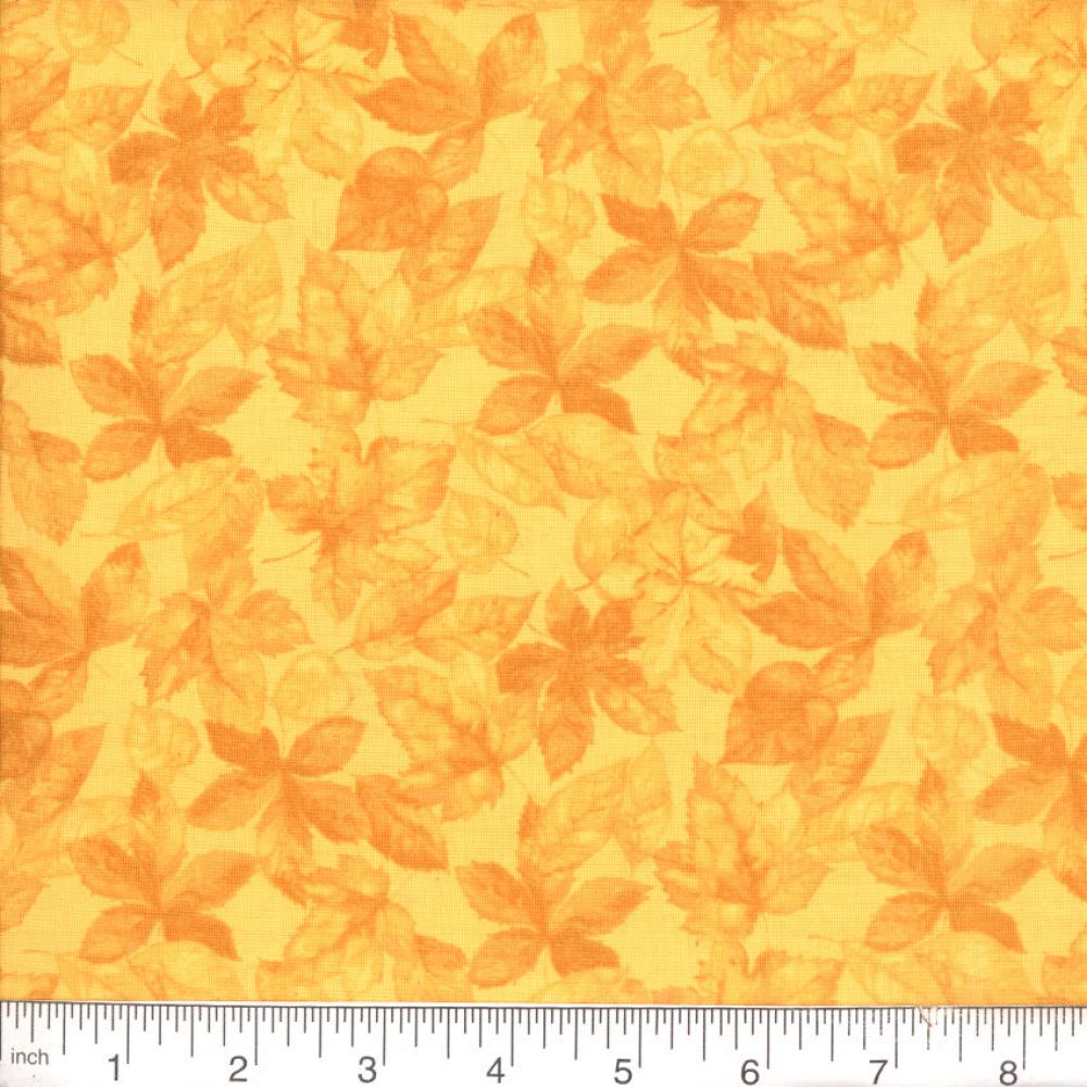 Yellow Harvest Leaves 45" Wide Cotton Fabric Per Yard