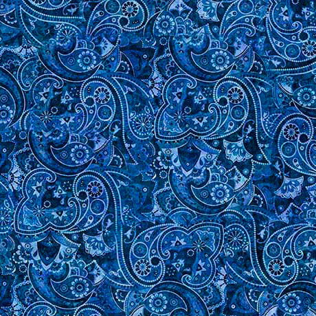 Yippie Ki Yay! Bandana Paisley Denim Cotton 44"/45" Fabric Per Yard