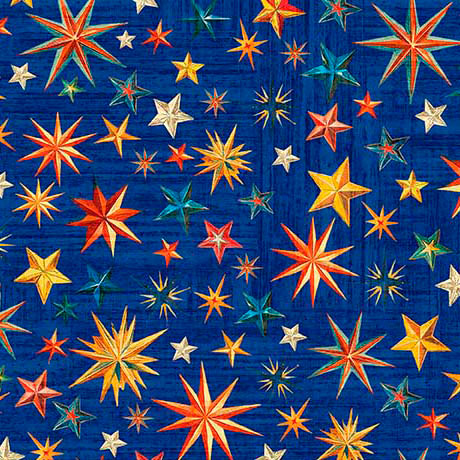 Yippie Ki Yay! Stars Royal Cotton 44"/45" Fabric Per Yard