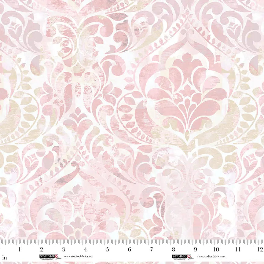 You Damask! Blush Cotton Wideback Fabric per yard