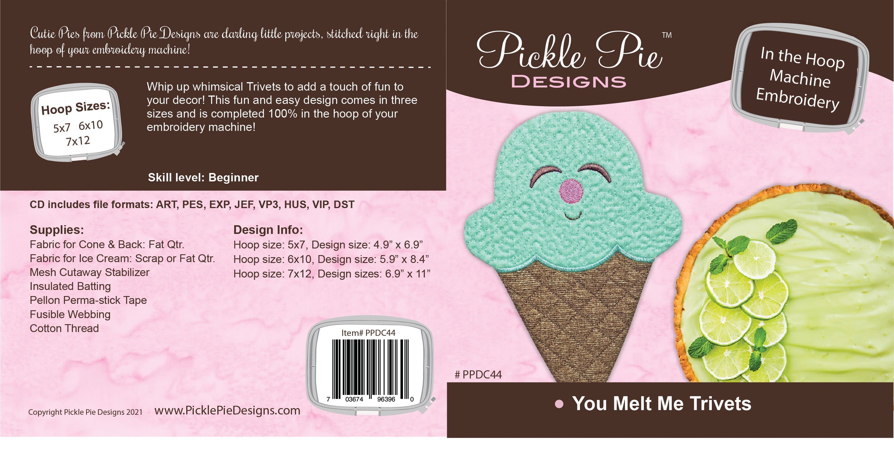 You Melt Me Trivets In the Hoop Embroidery Design Collection