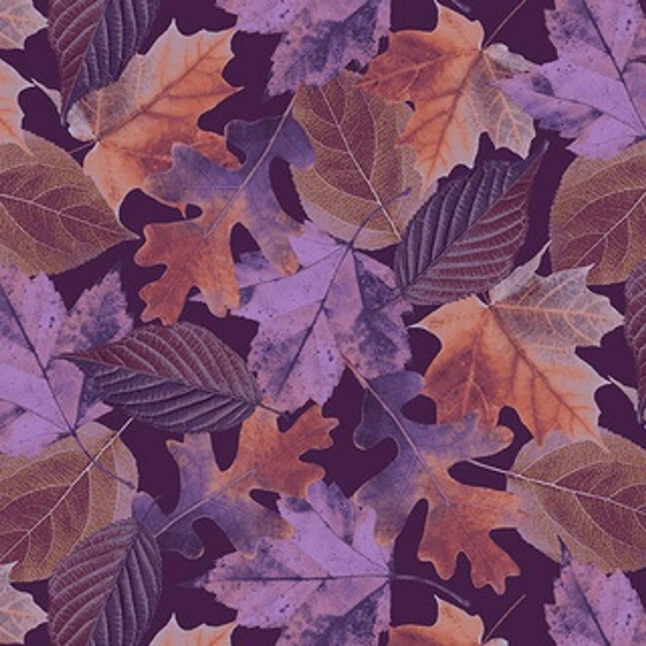 Natural Beauties Purple Leaves Cotton 44"/45" Fabric Per Yard