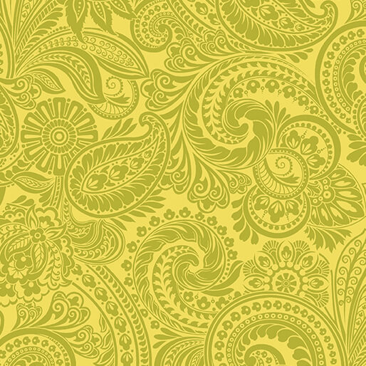 Flower Festival II - Paisley (Lime) 44" / 45" Fabric Per Yard