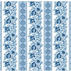 Bluesette - Floral Stripe - Blue/White 44" / 45" Fabric Per Yard