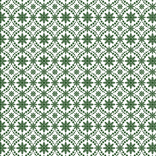 Winter at the Farm - Snowflake Medallion - Evergreen 44" / 45" Fabric Per Yard