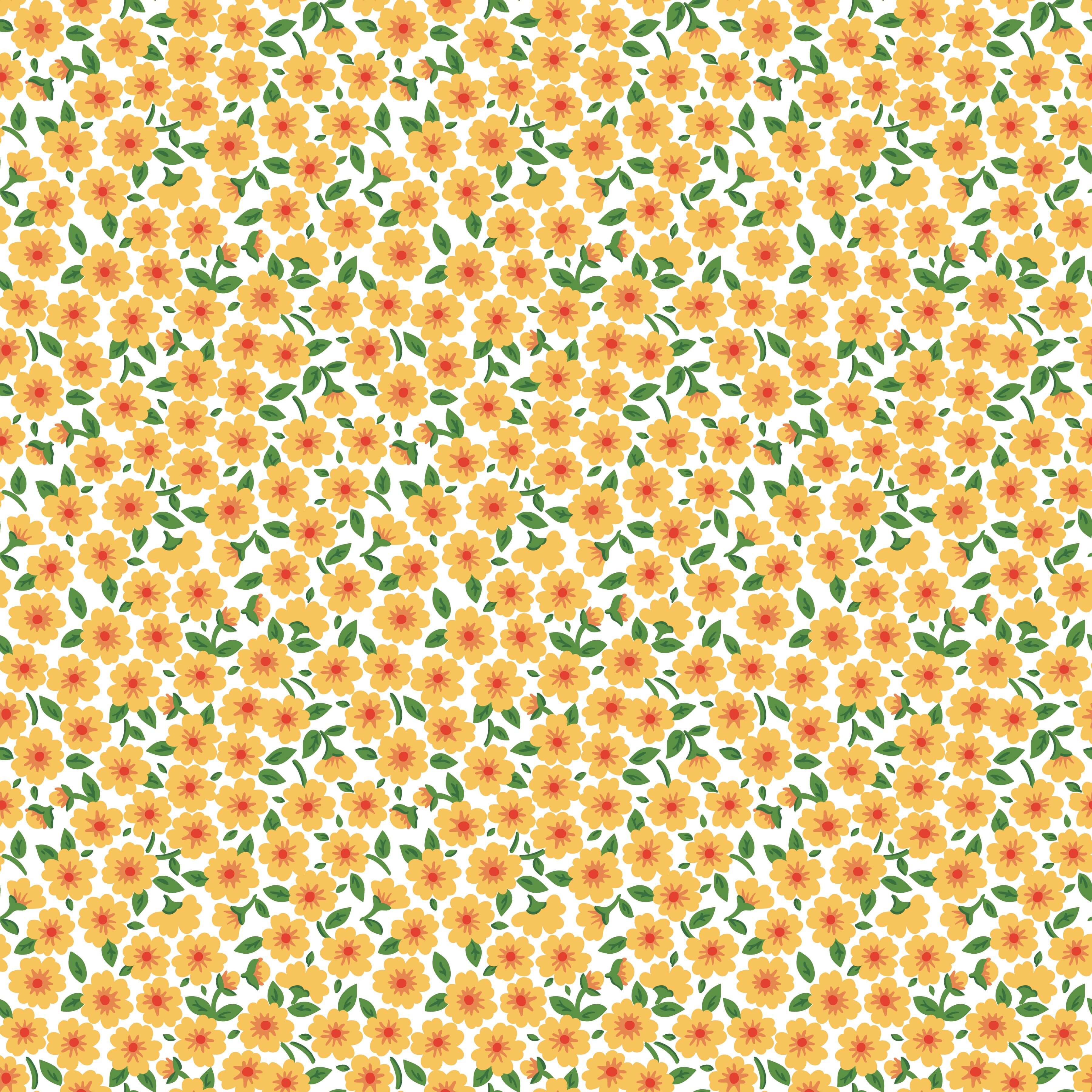 Flower Market - Forget Me Nots - Yellow 44" / 45" Fabric Per Yard