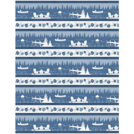 Lake Retreat - Repeating Stripe - Blue 44" / 45" Fabric Per Yard