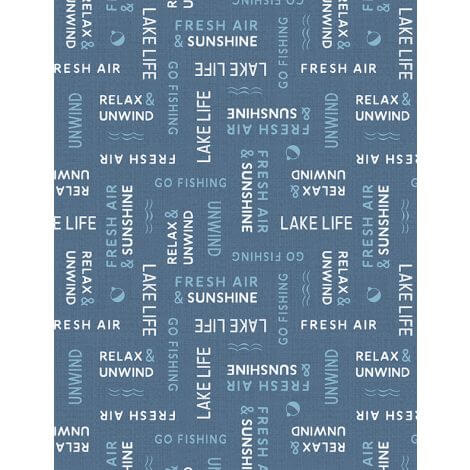 Lake Retreat - Word Toss - Blue 44" / 45" Fabric Per Yard