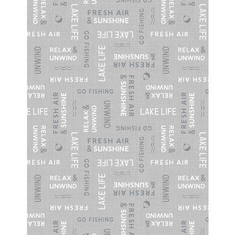 Lake Retreat - Word Toss - Gray 44" / 45" Fabric Per Yard