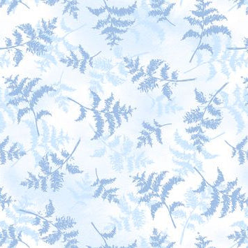 Dreaming in Blue - Fern Toss - White 44" / 45" Fabric Per Yard